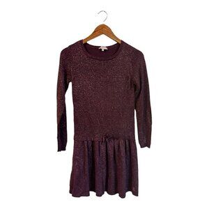 Lili Gaufrette Metallic Sparkle Purple Dress Size 12 Long Sleeves Modest